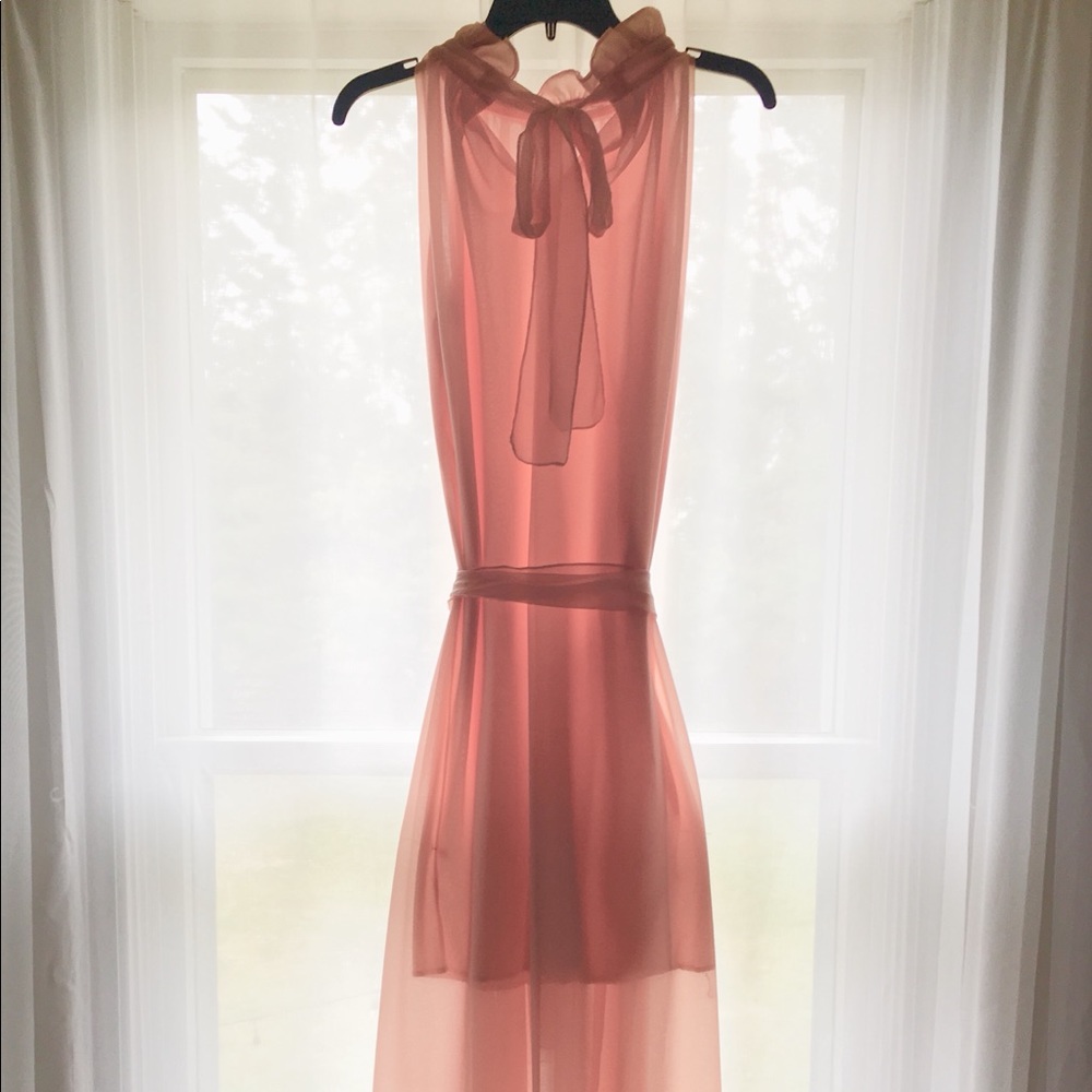 BRAND NEW Peach sheer maxi dress with high neck